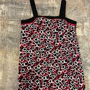 18W Dress - Red black and white geometric print